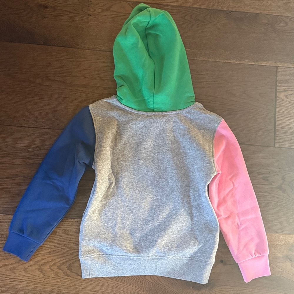 Ralph Lauren Kids Polo Bear Colorblock Hoodie - Green Hood, Pink & Blue Sleeves - Picture 2 of 2